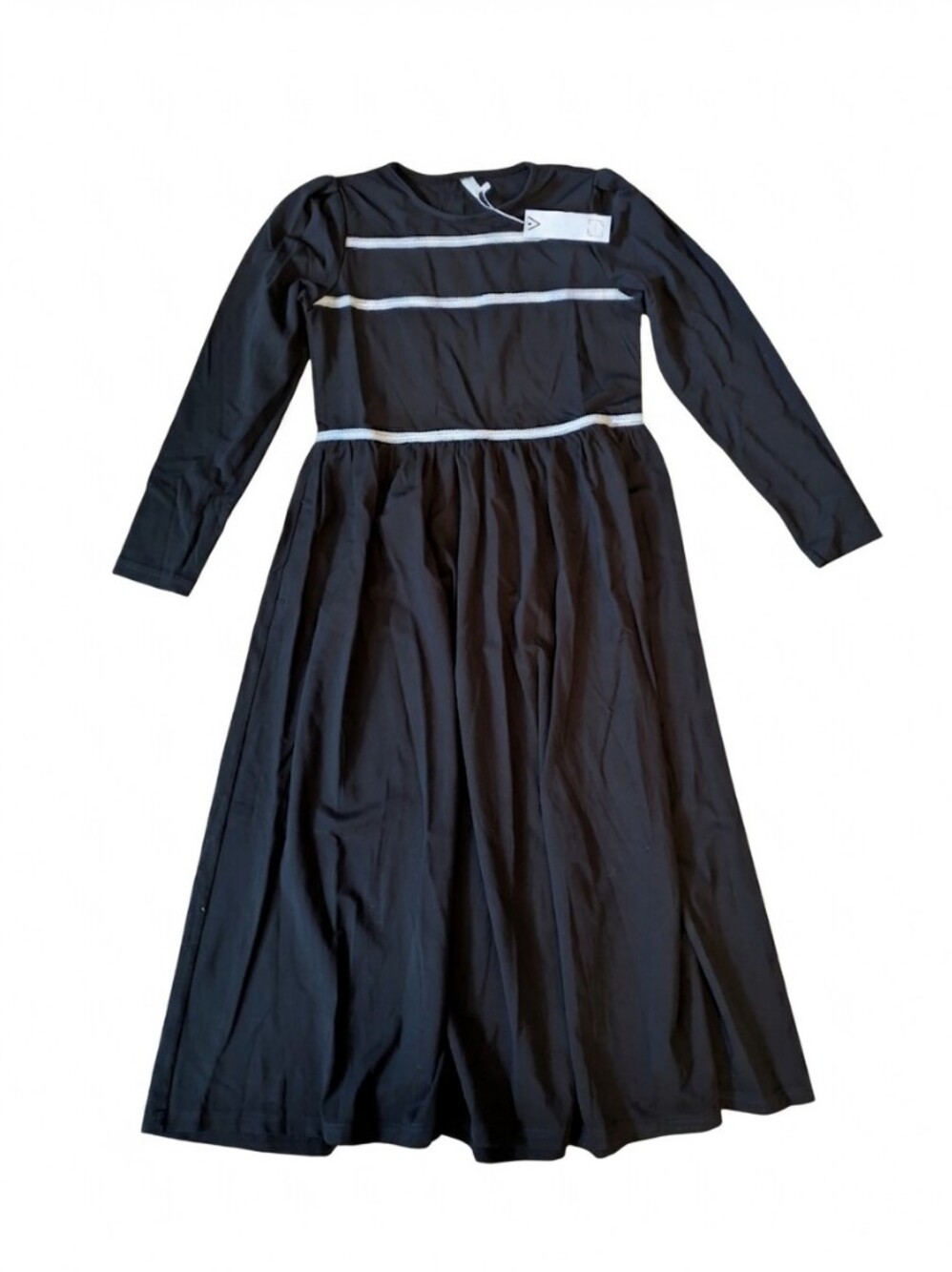 NWT Ava & Lu Modest Long Black Maxi Dress Girls 14 XS Embroidered Cottagecore